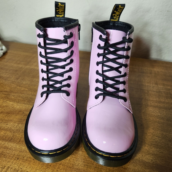 Dr Martens 1460 J Pink Patent Leather LaceUp And Side Zip Combat Boots US Kids 2 - Picture 4 of 11